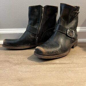Frye Vintage Distressed Black Leather Women’s Boots